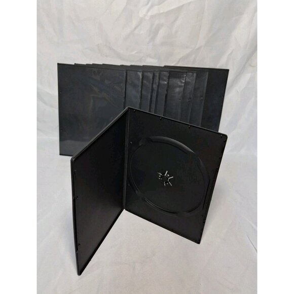 10 Black 6mm Slim SINGLE Disc CD DVD Movie Case Storage Box w. Clear Pocket - Picture 1 of 5